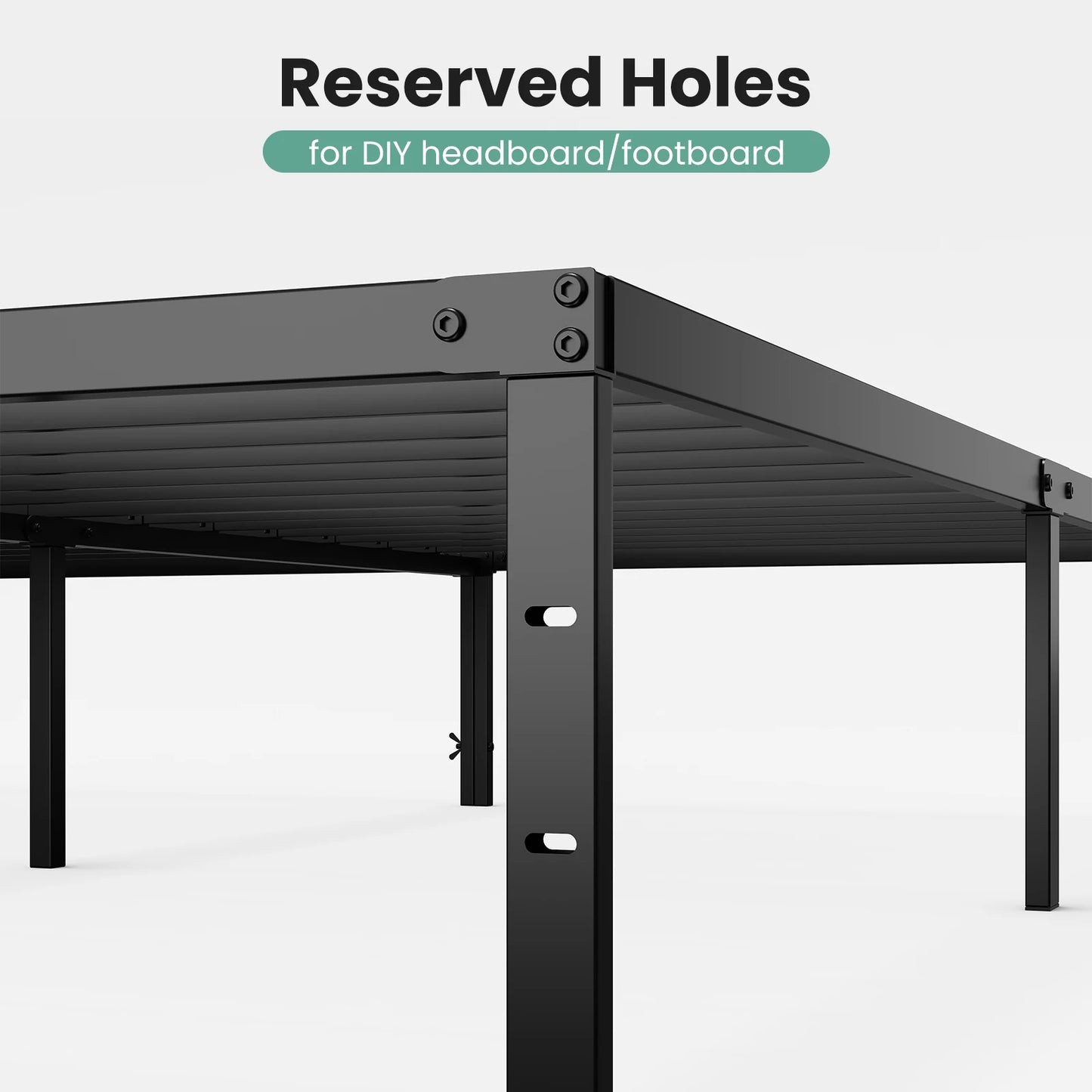 JHK Metal Platform Bed Frame With Slat Support Heavy Duty