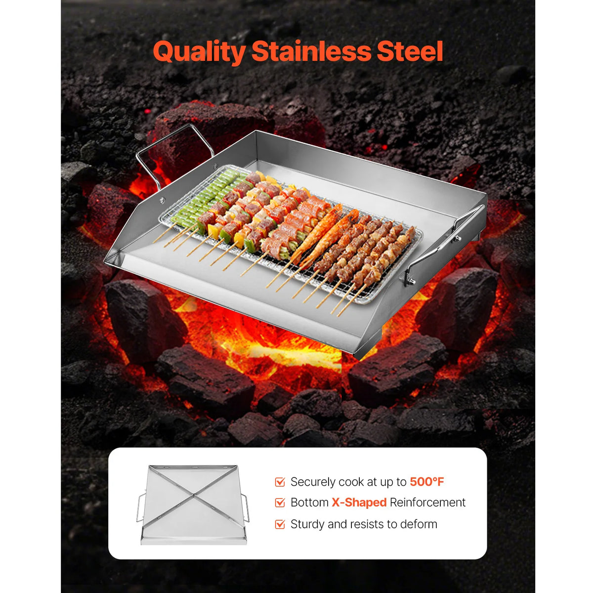 SucceBuy Stainless Steel Griddle Flat Top Gas Grill BBQ Cookware