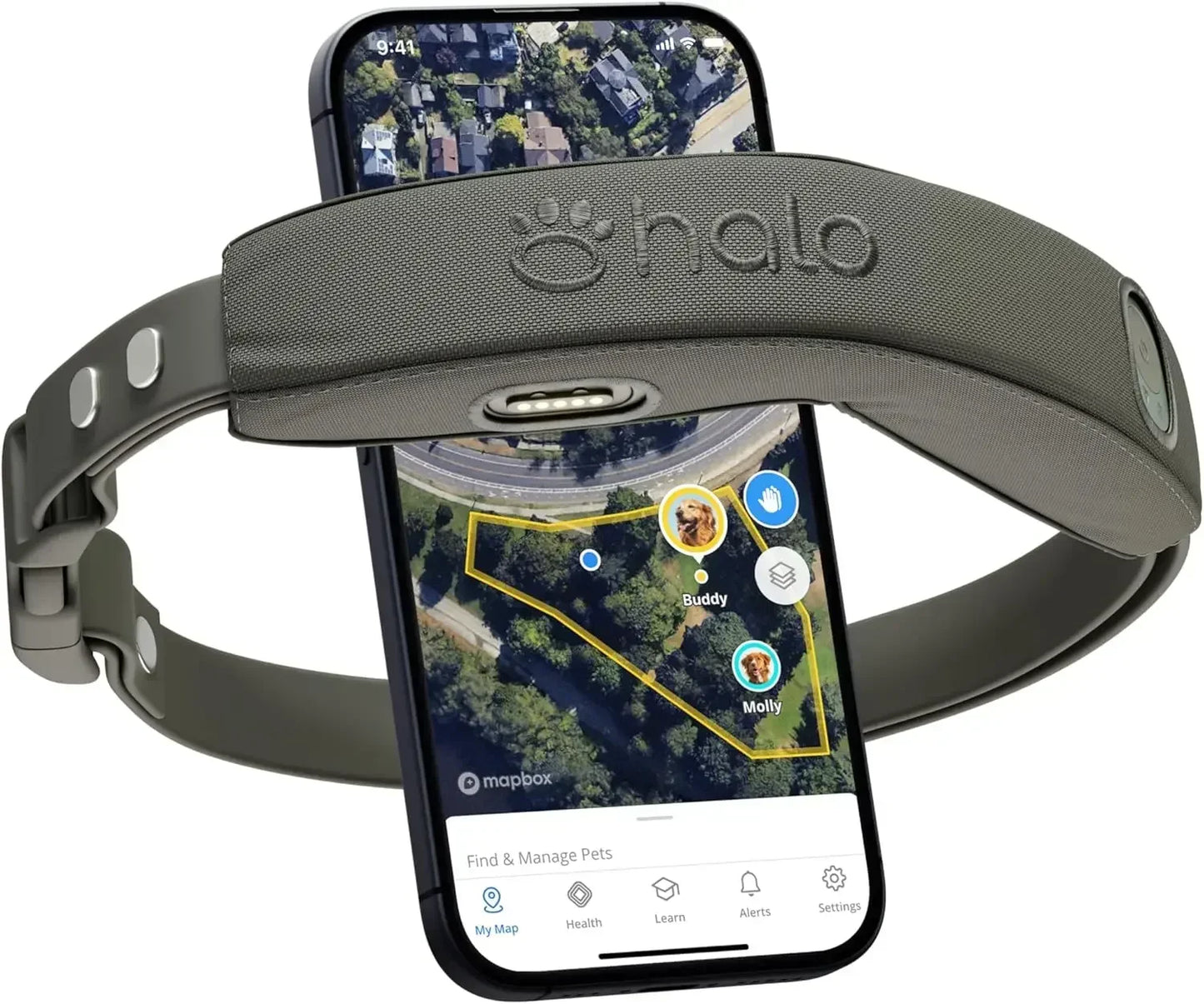 Collar, Keep Your Dog Safely Contained Outdoors with App-Controlled Boundaries and Real-Time Tracking, One Size, Graphite