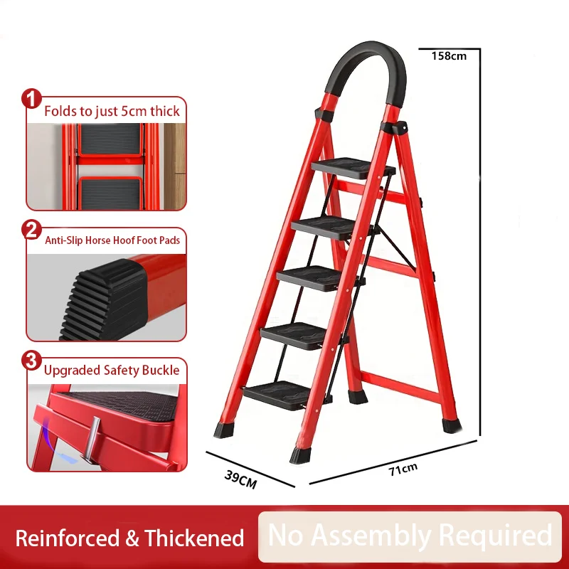 Foldable Step Ladder With Tool Holder And Non Slip Pedals