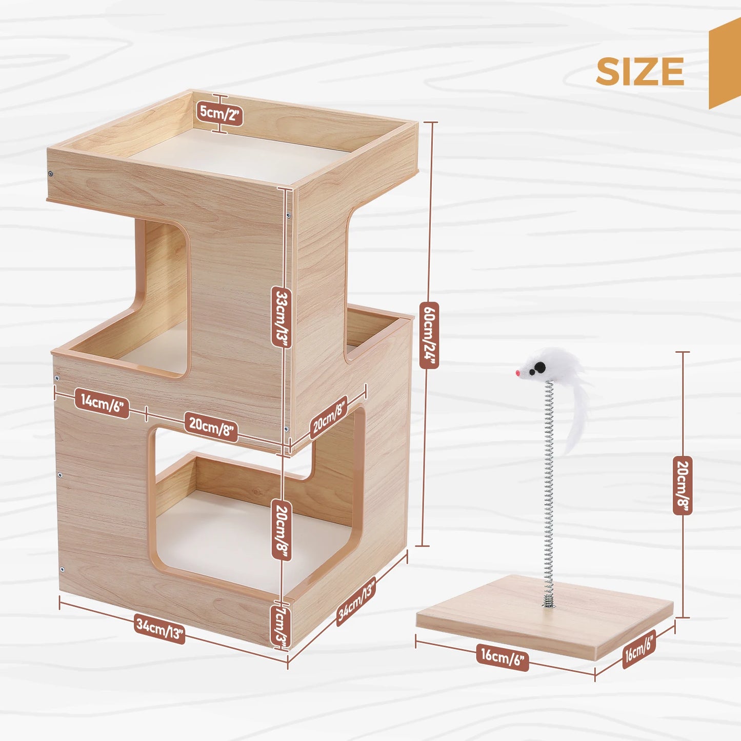 PAWZ Road Wood Cat Condo Bed With Scratching Pad Kitten