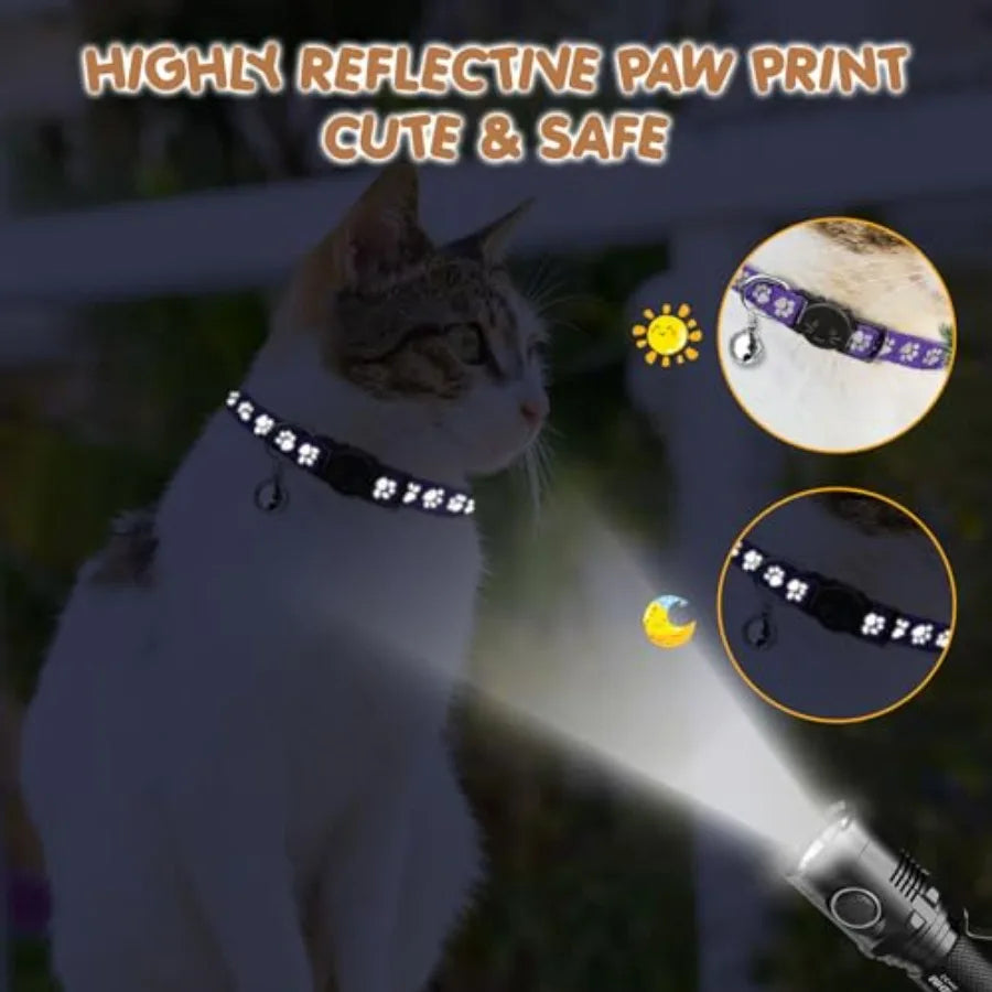 16 PCS Breakaway Cat Collars with Bells Reflective Cat Collar Safety Nylon Kitten Collars Cat Collars for Girl Boy Cats 7.5"-12