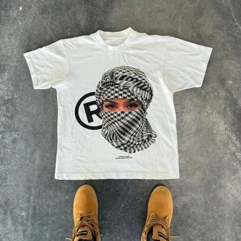 American Letter Graphic Tee Unisex Streetwear Cotton