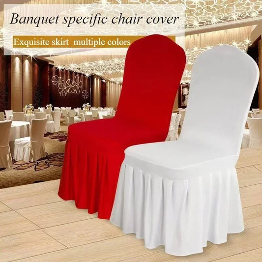 50/100pcs Pleated skirt Spandex Chair Cover Hotel Banquet Party Events Wedding Decoration Seat Protector Covers White color