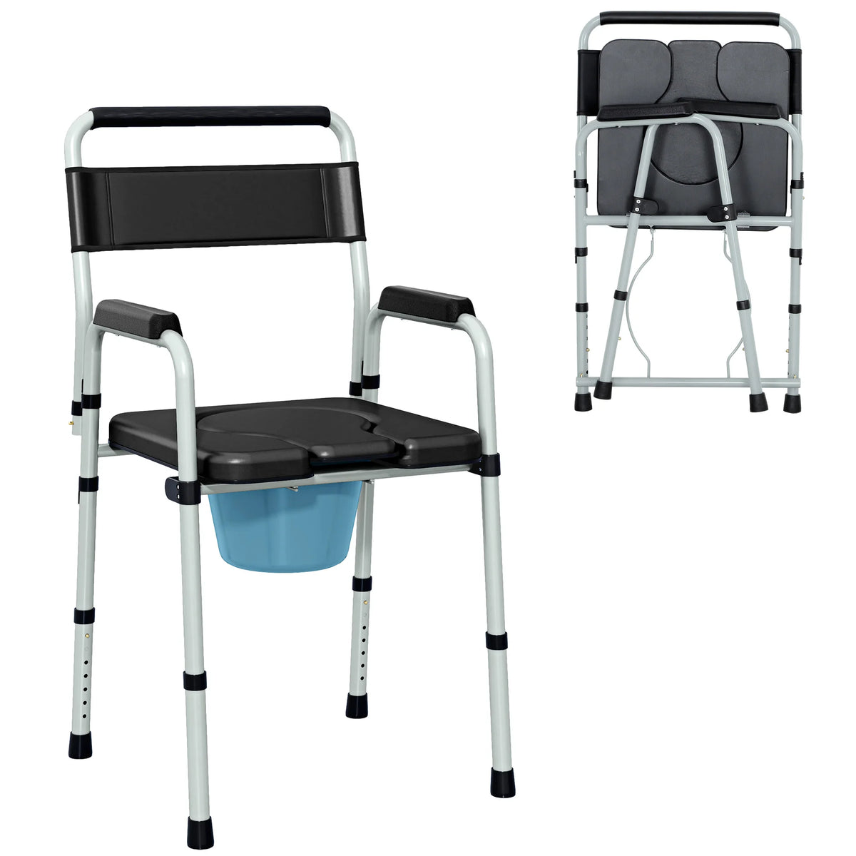 Portable 4 In 1 Adjustable Bedside Commode Shower Chair