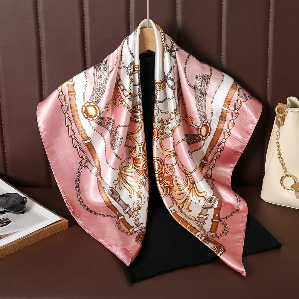 Square Polyester Scarf For Women Hijab Shawl Fashion Print Kerchief