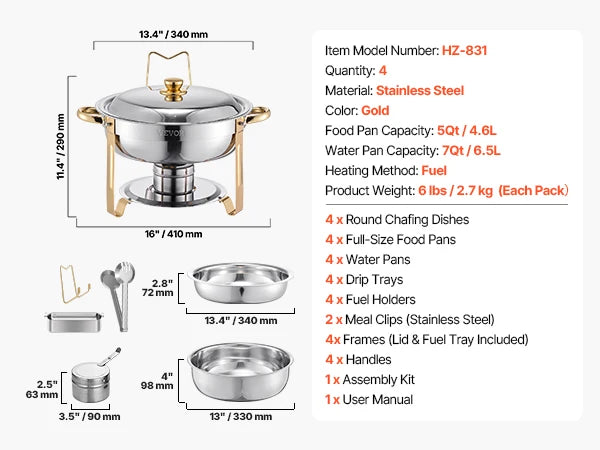 SucceBuy Chafing Dish Buffet Set Stainless Steel Warmer