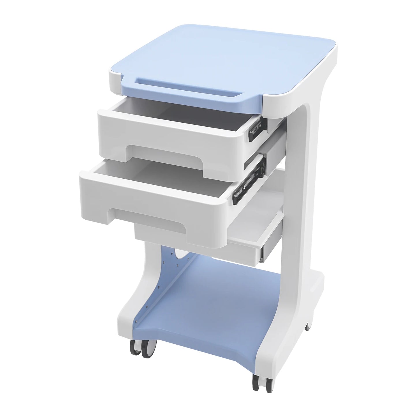 3-Tier Beauty Salon Trolley, 2 Drawers Mobile Storage Cart, 41*41*67cm Utility Cart on Wheels for Barber Stores, Clinics, Spas