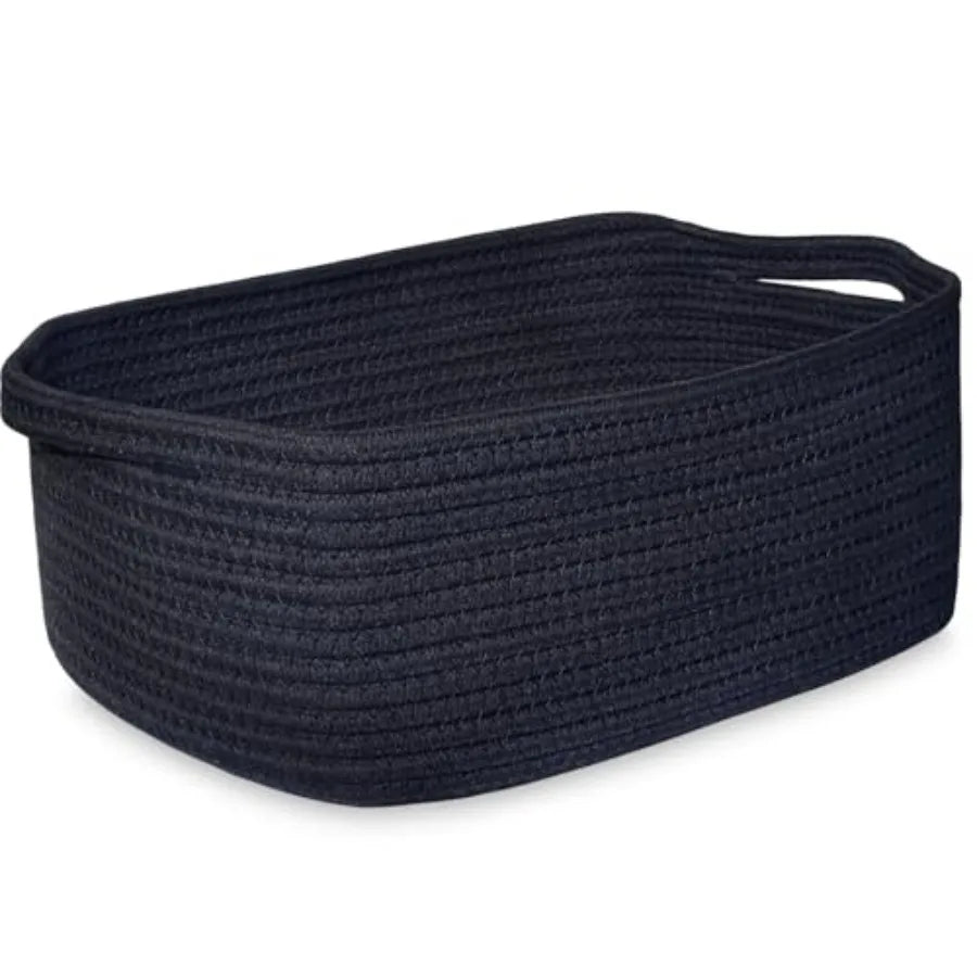 ABenkle Small Storage Basket with Handles, Cotton Rope Woven Dog Cat Toy Bin, Decorative Shelves Closet Organizing for Nursery