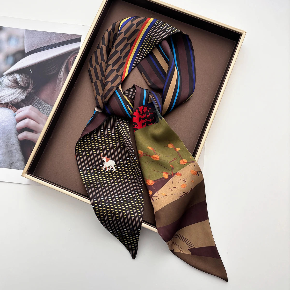 Silk Ribbon Skinny Scarf For Women Elegant Neckerchief Accessory Gift