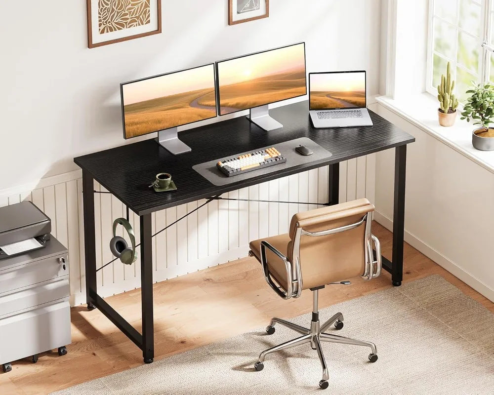 Compact Computer Desk With Headphone Hooks For Home Office
