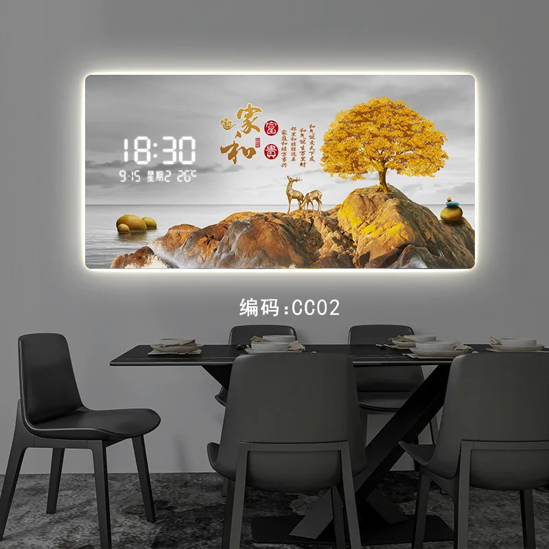 Light Luxury Digital Display Wall Clock With Quartz Movement
