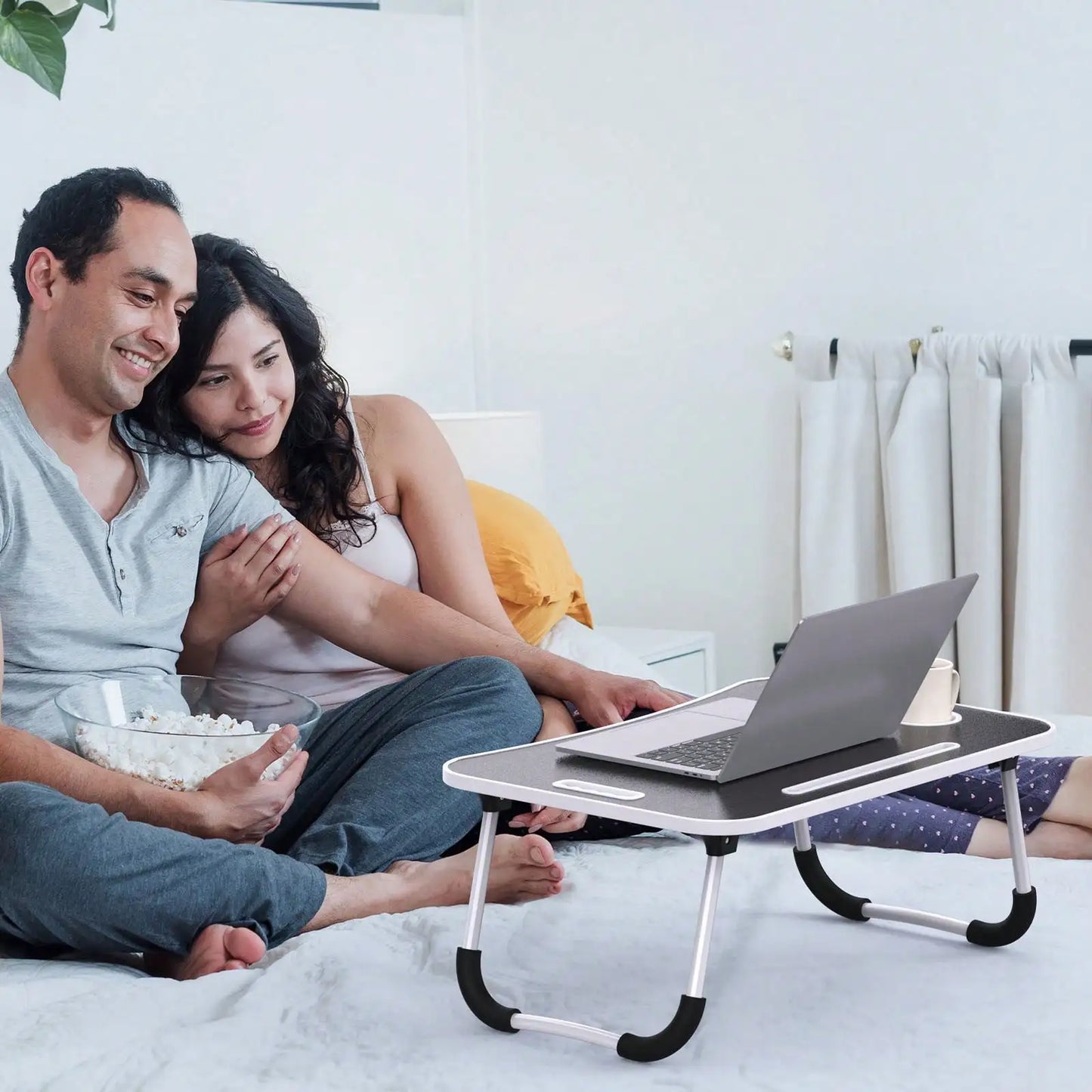 Folding Laptop Lap Desk With Side Storage Drawer Portable