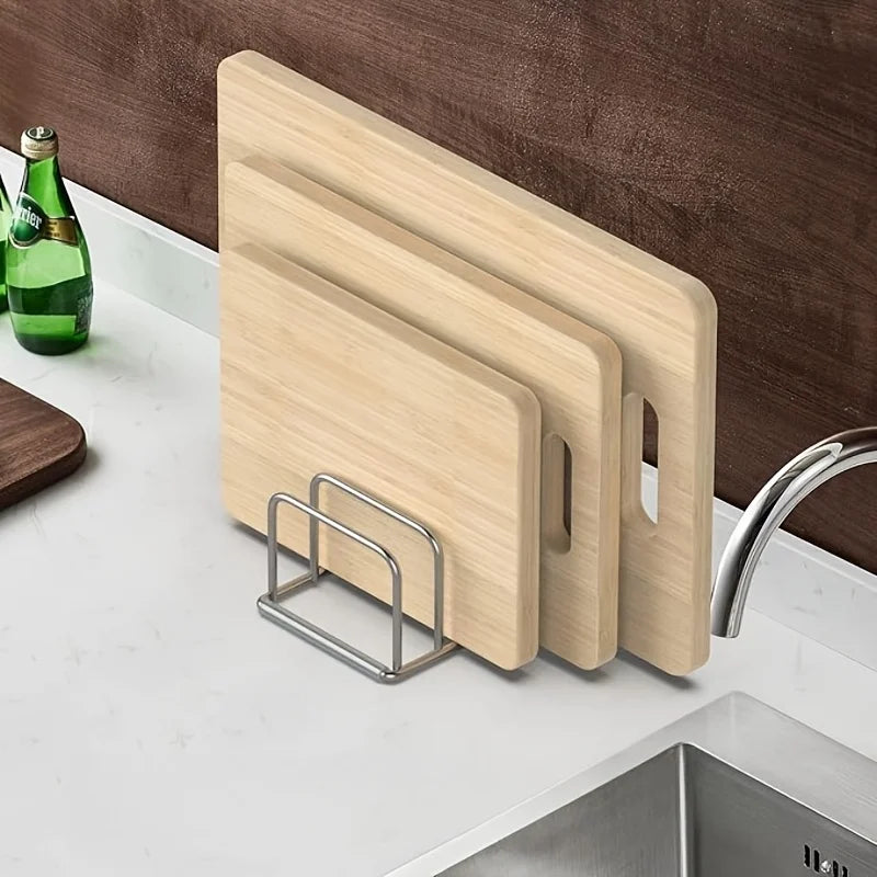 Space Saving Stainless Steel Heavy-Duty Pot Lid And Cutting Board Organizer Rack