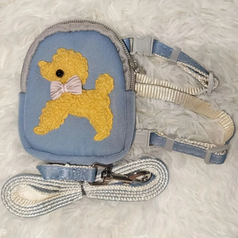 Soft Adjustable Pet Vest With Backpack And Leash For Dogs