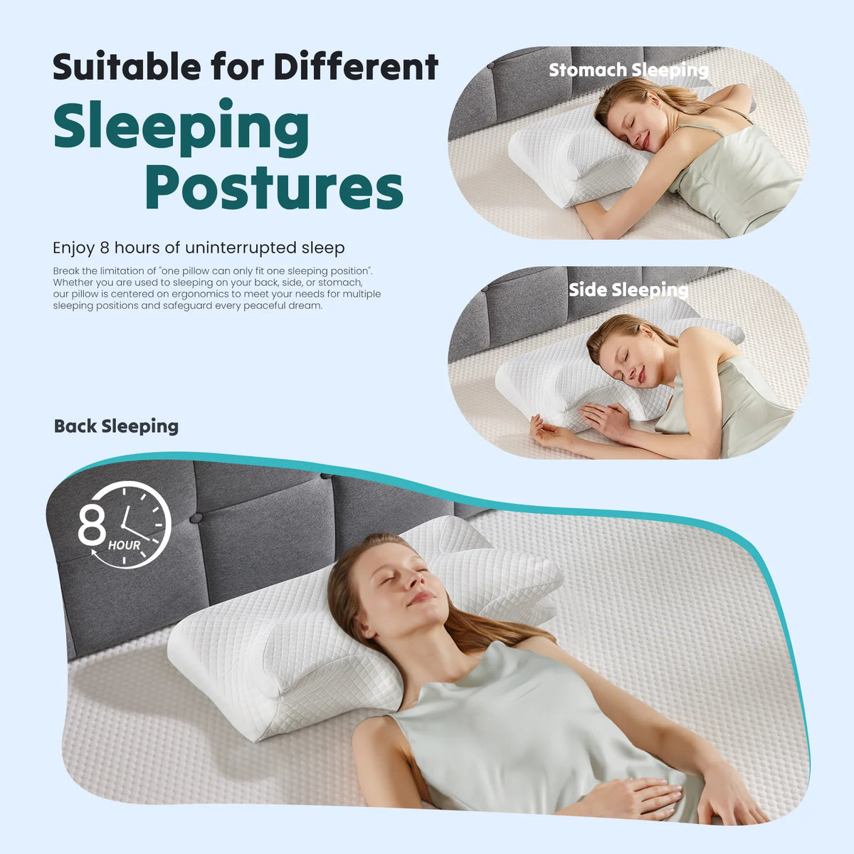 MCQ Ergonomic Cervical Pillow With Cooling Breathable Cover