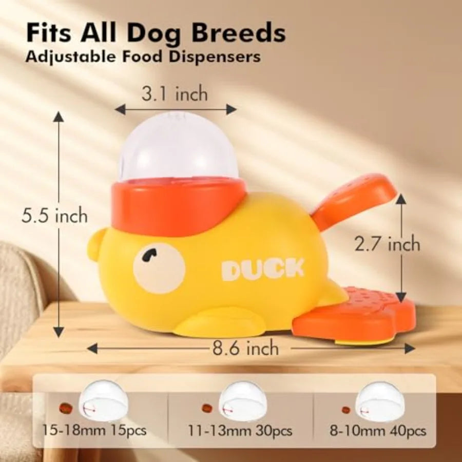 Interactive Dog Treat Dispenser Toy and Slow Feeder Dog Bowls - Duck-Shaped Puzzle Toy for Mental Stimulation, Adjustable Food