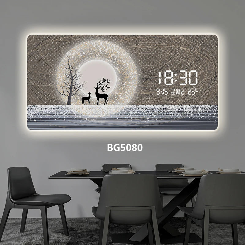 Light Luxury Digital Display Wall Clock With Quartz Movement
