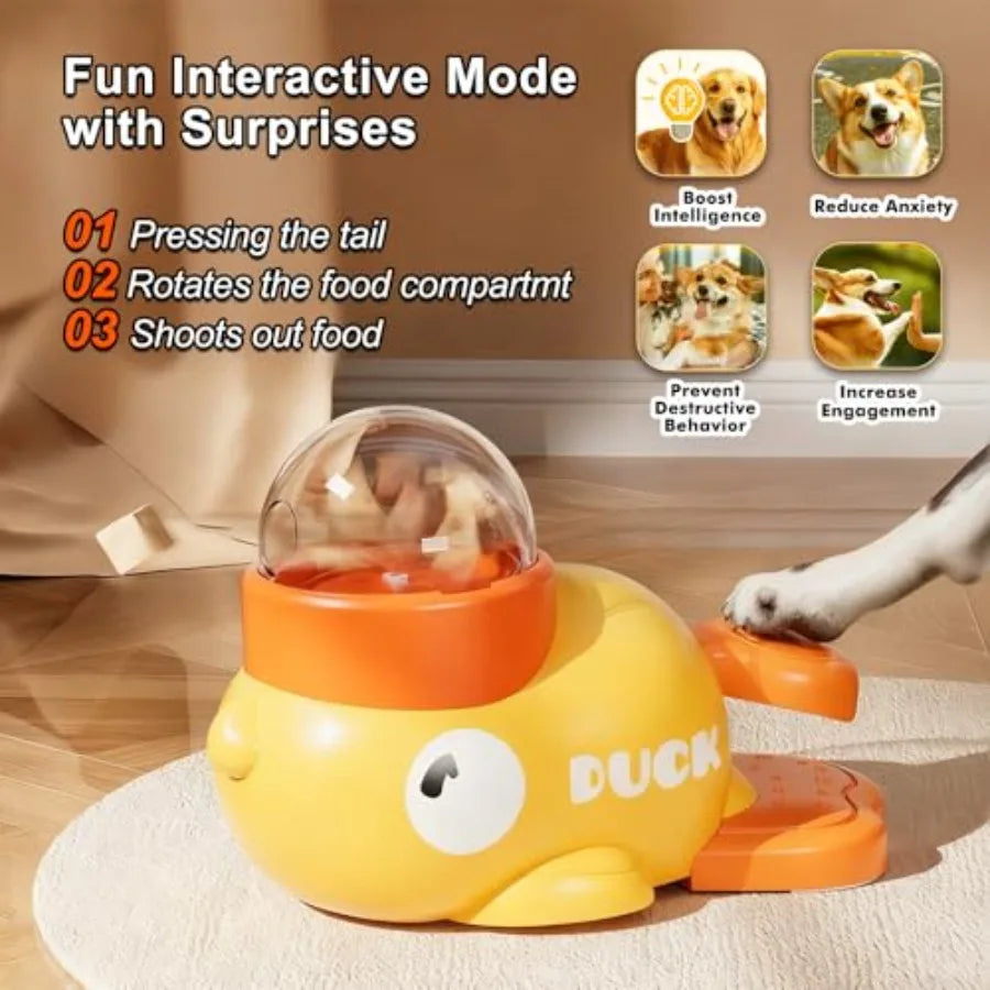Interactive Dog Treat Dispenser Toy and Slow Feeder Dog Bowls - Duck-Shaped Puzzle Toy for Mental Stimulation, Adjustable Food
