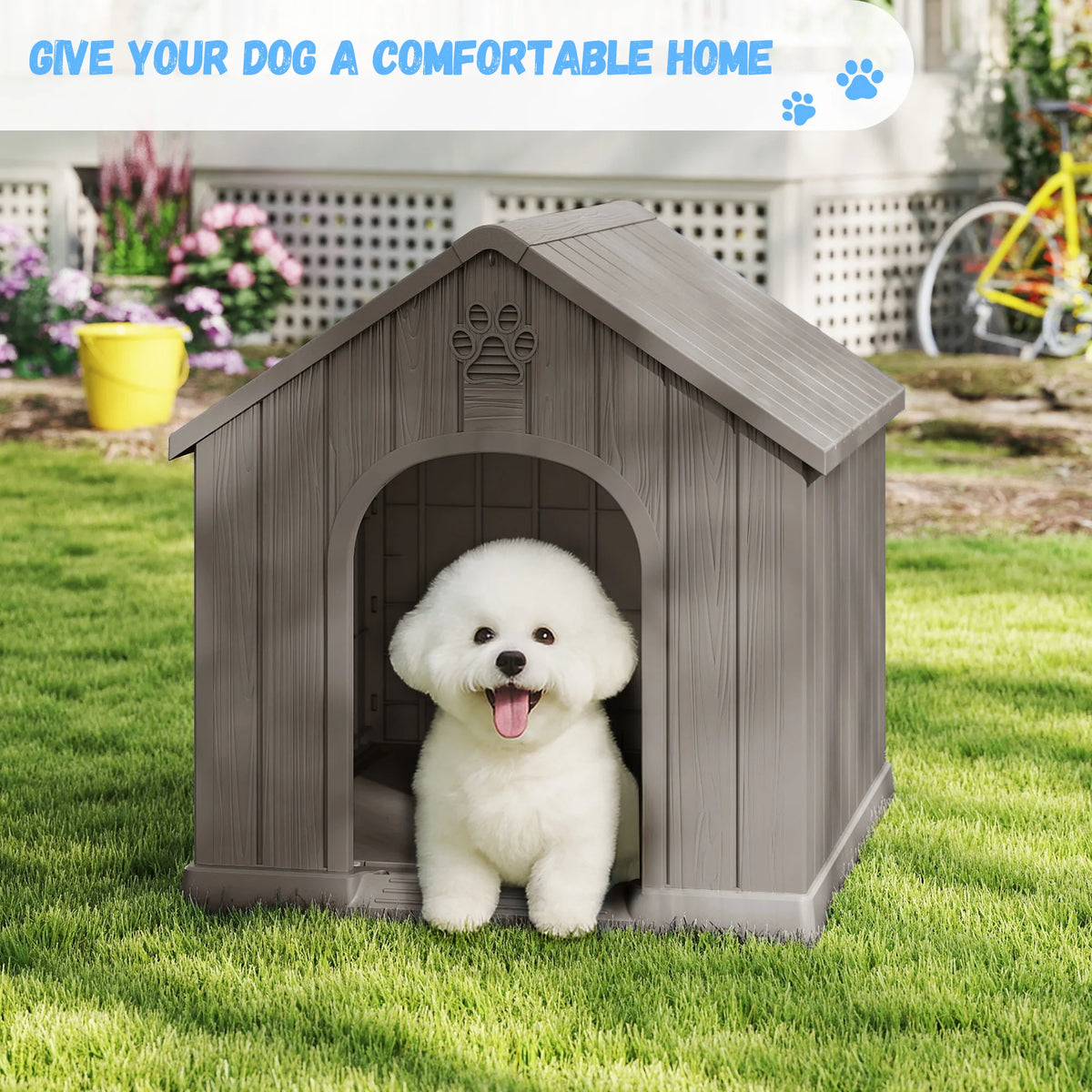 Weather Resistant Plastic Outdoor Dog House With Ventilated Design