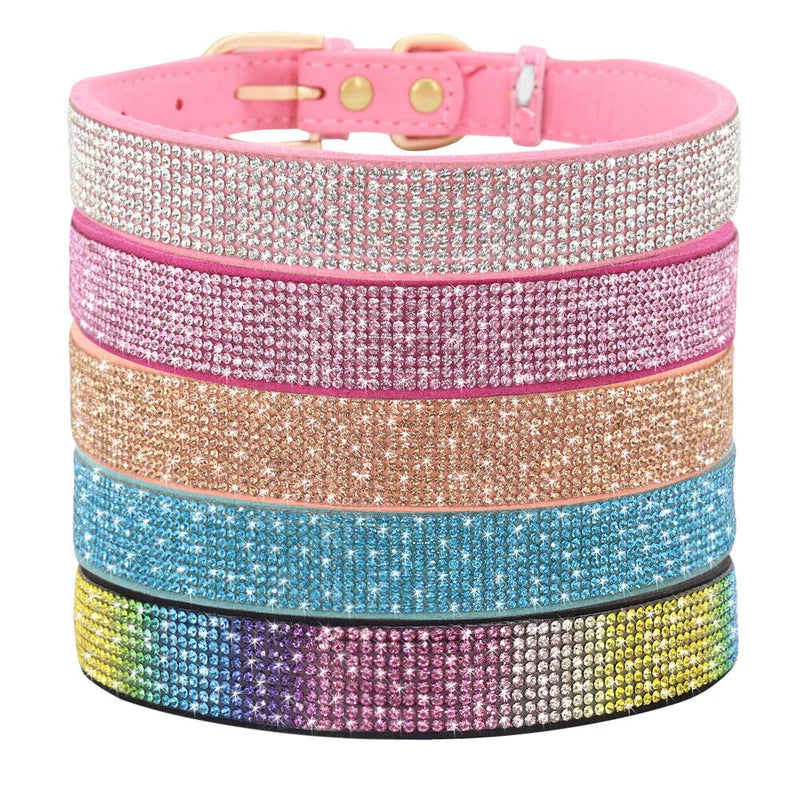 Rhinestone Leather Dog Collar For Chihuahua And Cats