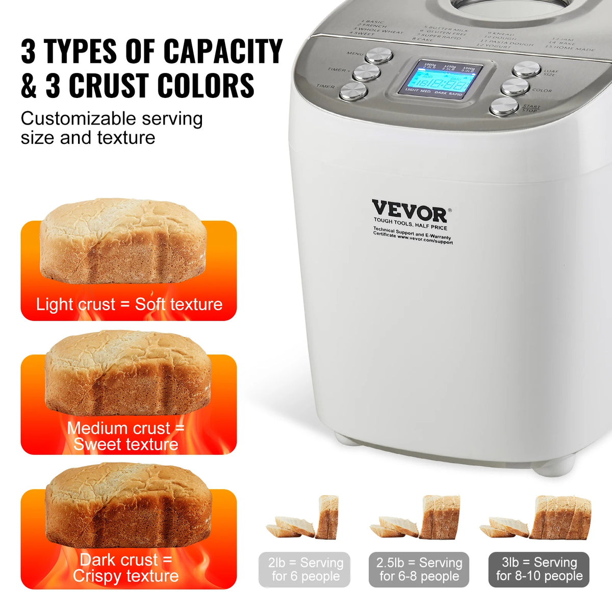 SucceBuy 15 Program Automatic Bread Maker With Gluten Free Setting