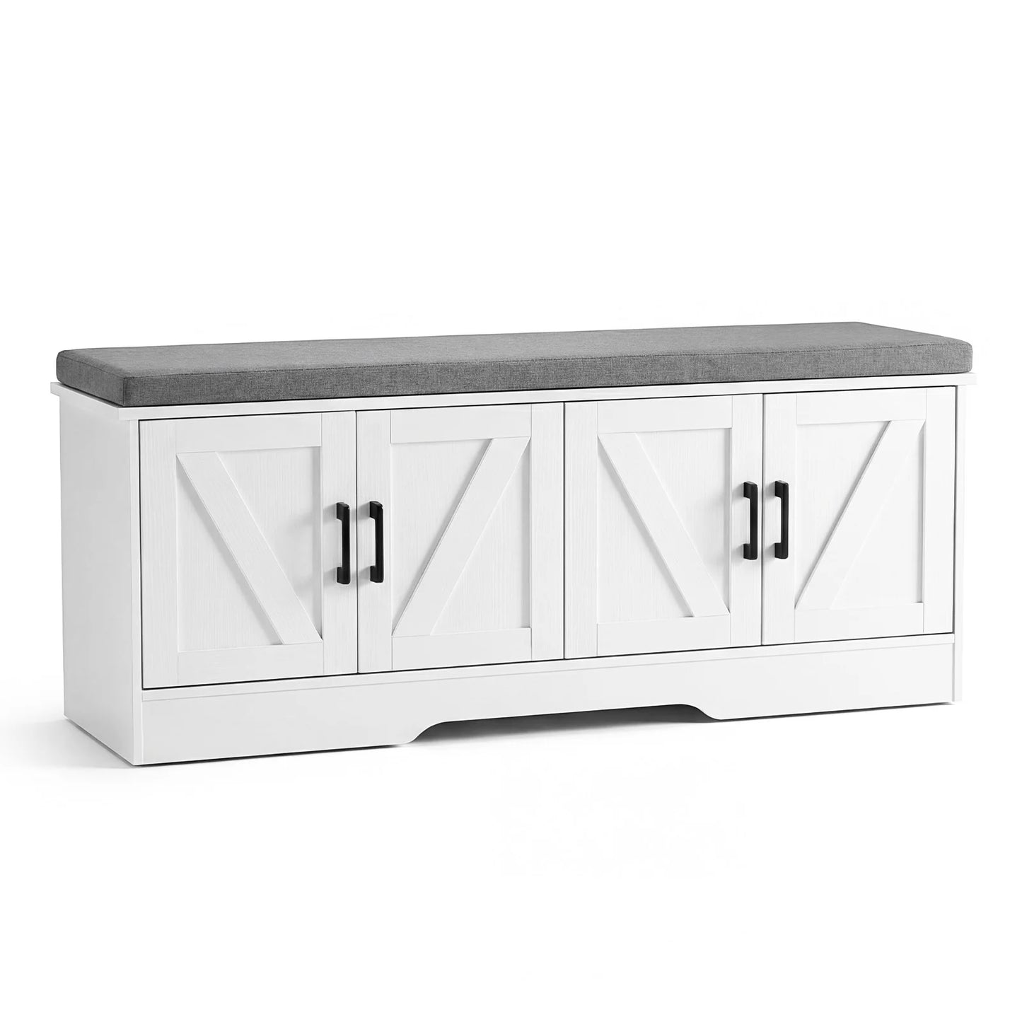 JHK Storage Bench Shoe Organizer Cabinet with Padded Seat Cushion 2 Doors Adjustable Shelf for Entryway Easy Assemble Strong Load-bearing Capacity