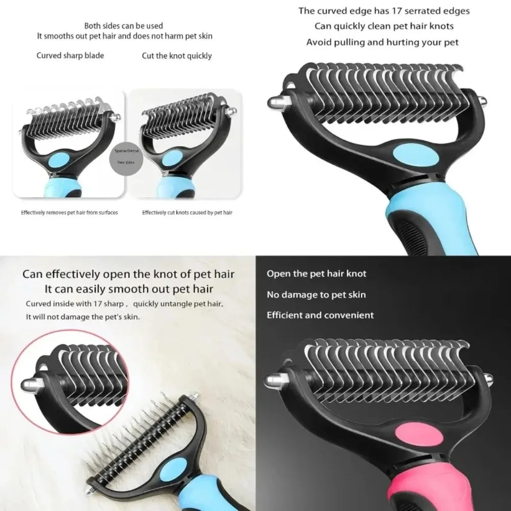 Double Sided Pet Grooming Brush Hair Remover Comb For Cats