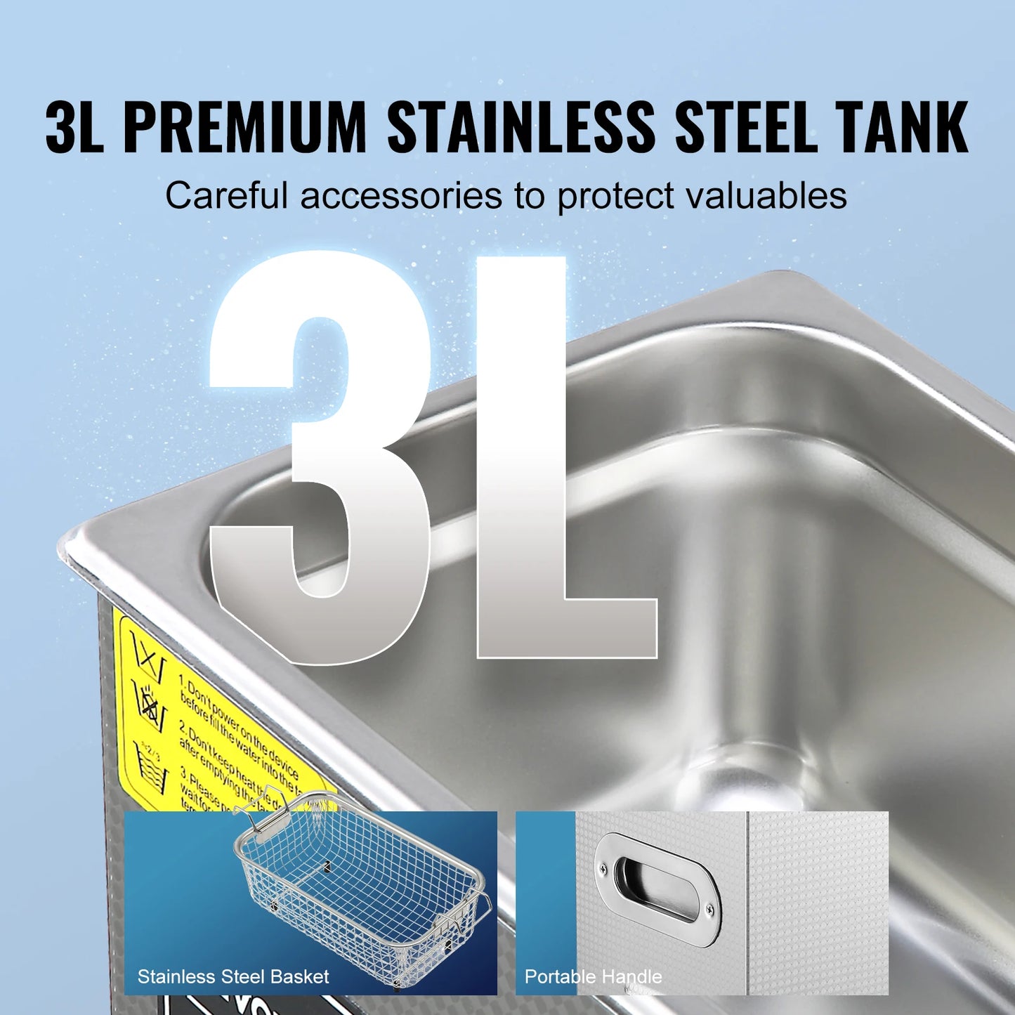 Succebuy Ultrasonic Cleaner Stainless Steel Portable Home Appliance