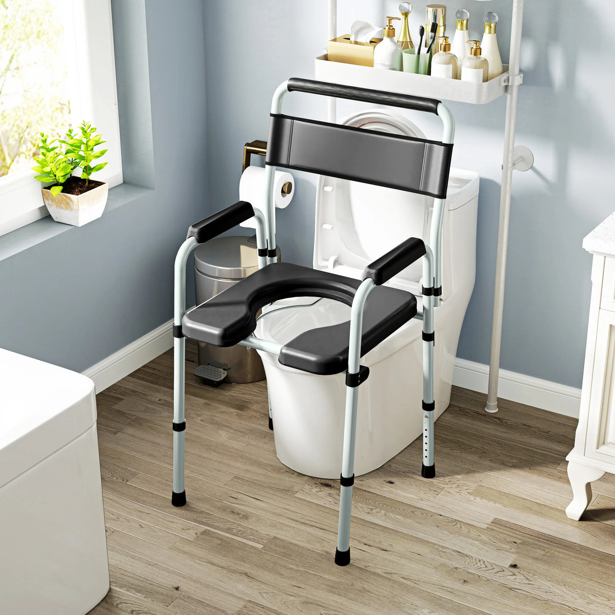 Portable 4 In 1 Adjustable Bedside Commode Shower Chair