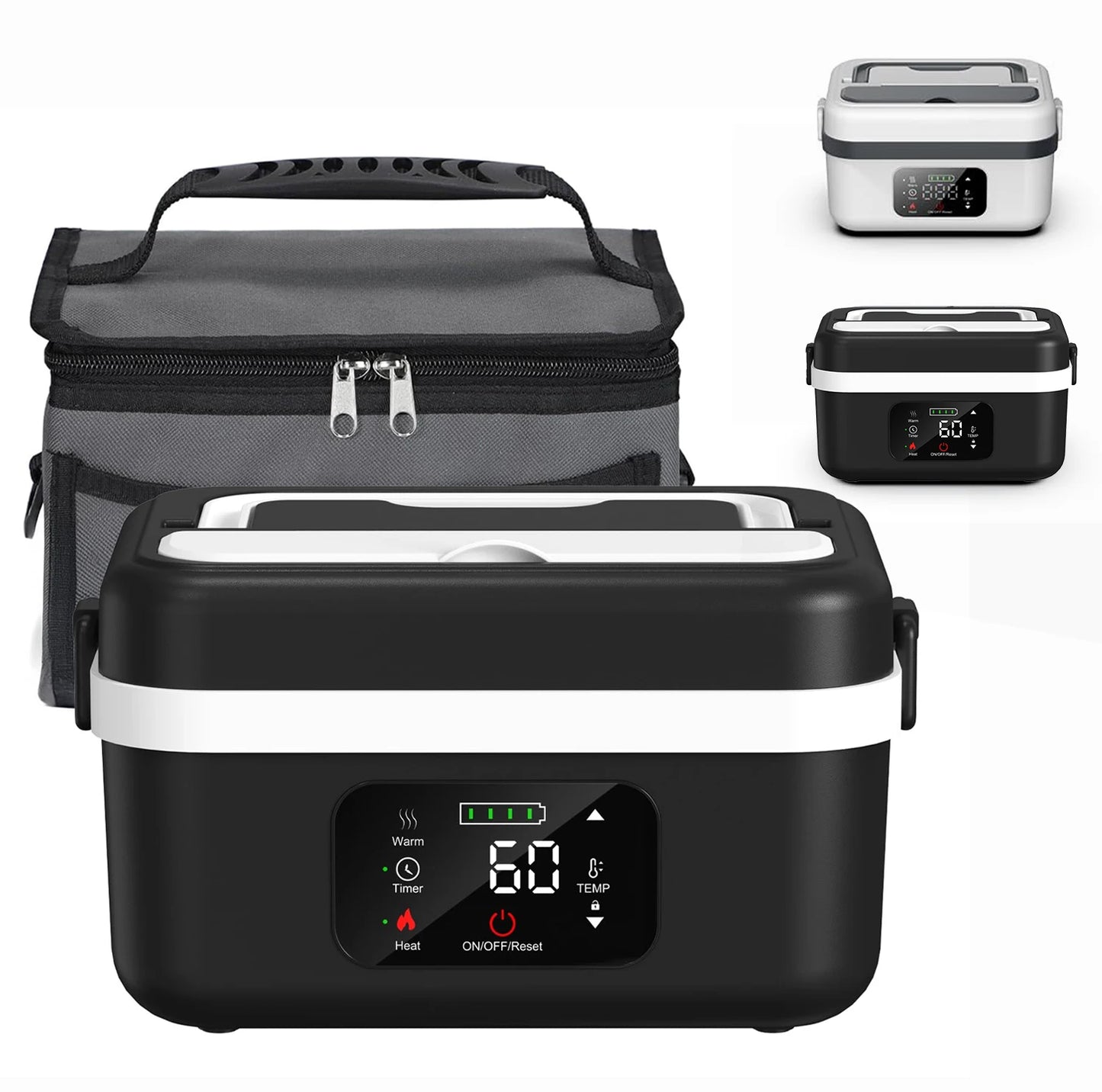 Wireless Heated Insulated Lunch Box With 8000mAh Battery And 60W Heating