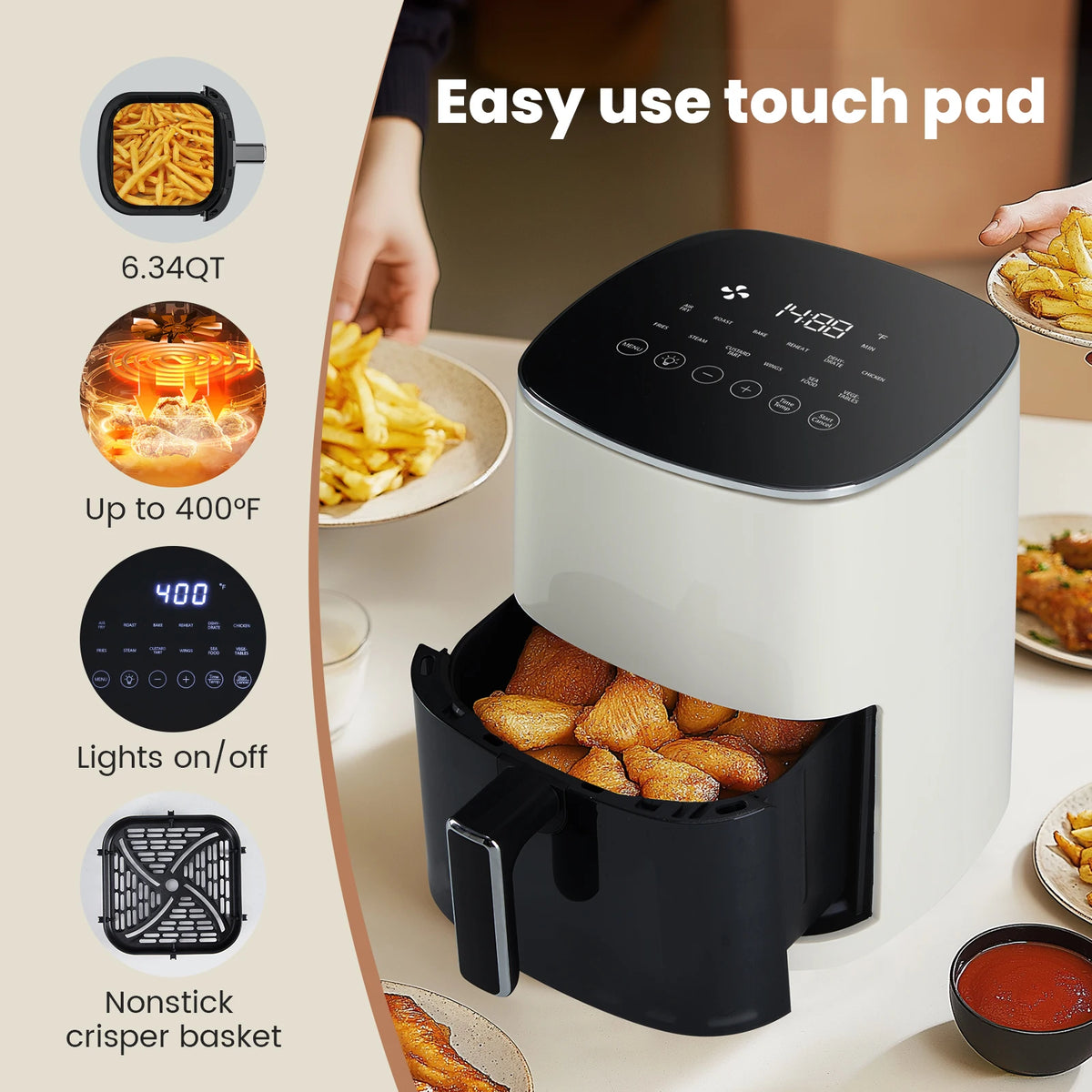 JHK Electric Air Fryer With Window And Multi Cook Functions
