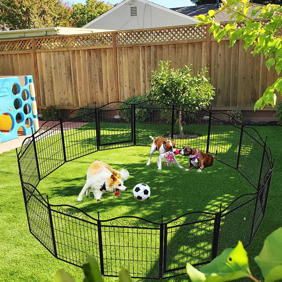 8 Panels Heavy Duty Metal Dog Playpen Indoor Outdoor Foldable Exercise Fence with Gate for Small/Medium Dogs