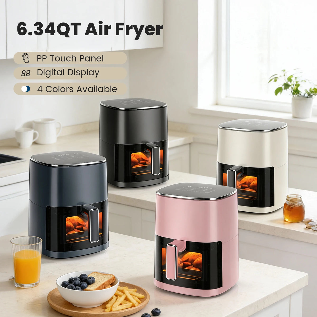 JHK Electric Air Fryer With Window And Multi Cook Functions