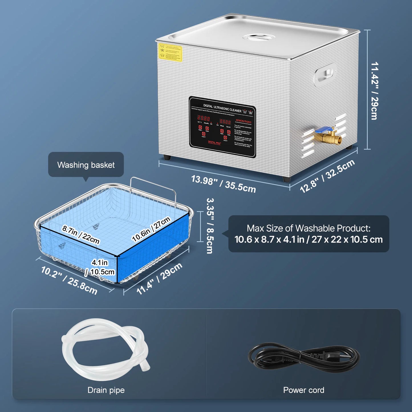 Succebuy Ultrasonic Cleaner Stainless Steel Portable Home Appliance