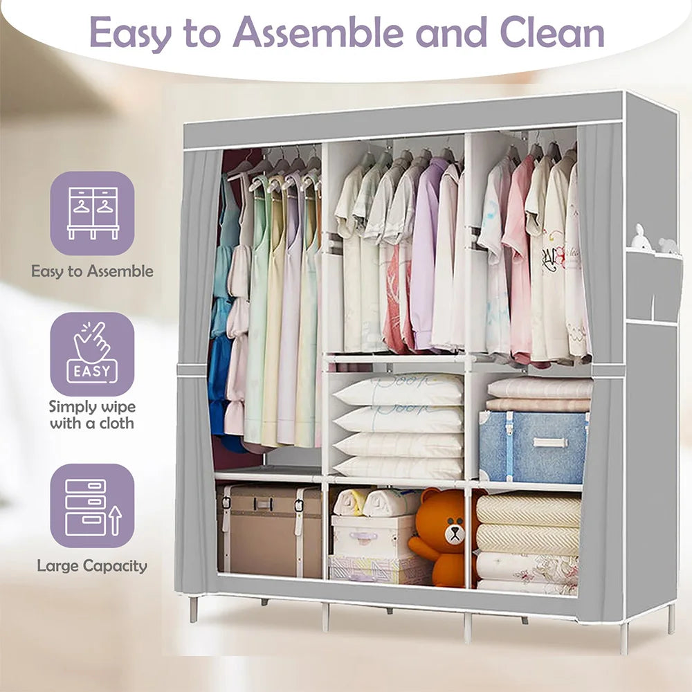 Closet Storage Portable Organizer Clothes Wardrobe Large Capacity Dustproof Non-woven Fabric Quick and Easy Assembly