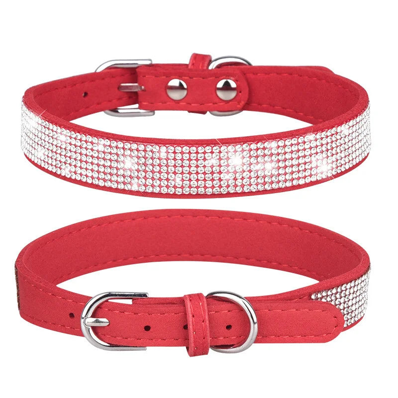 Rhinestone Leather Dog Collar For Chihuahua And Cats