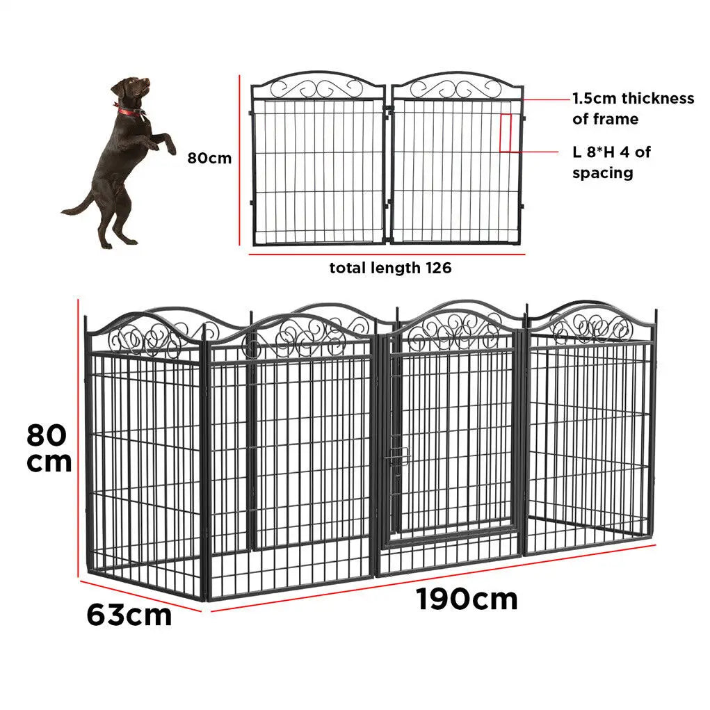 8 Panels Heavy Duty Metal Dog Playpen Indoor Outdoor Foldable Exercise Fence with Gate for Small/Medium Dogs