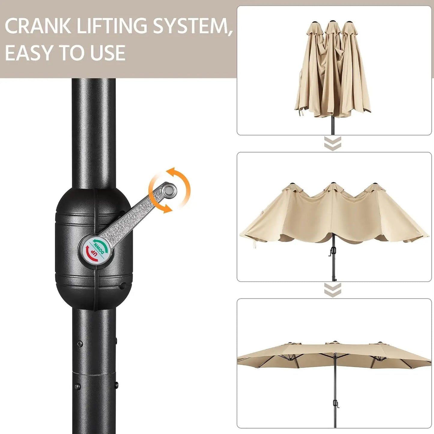 Double Sided Patio Market Umbrella With Base Included UV Resistant