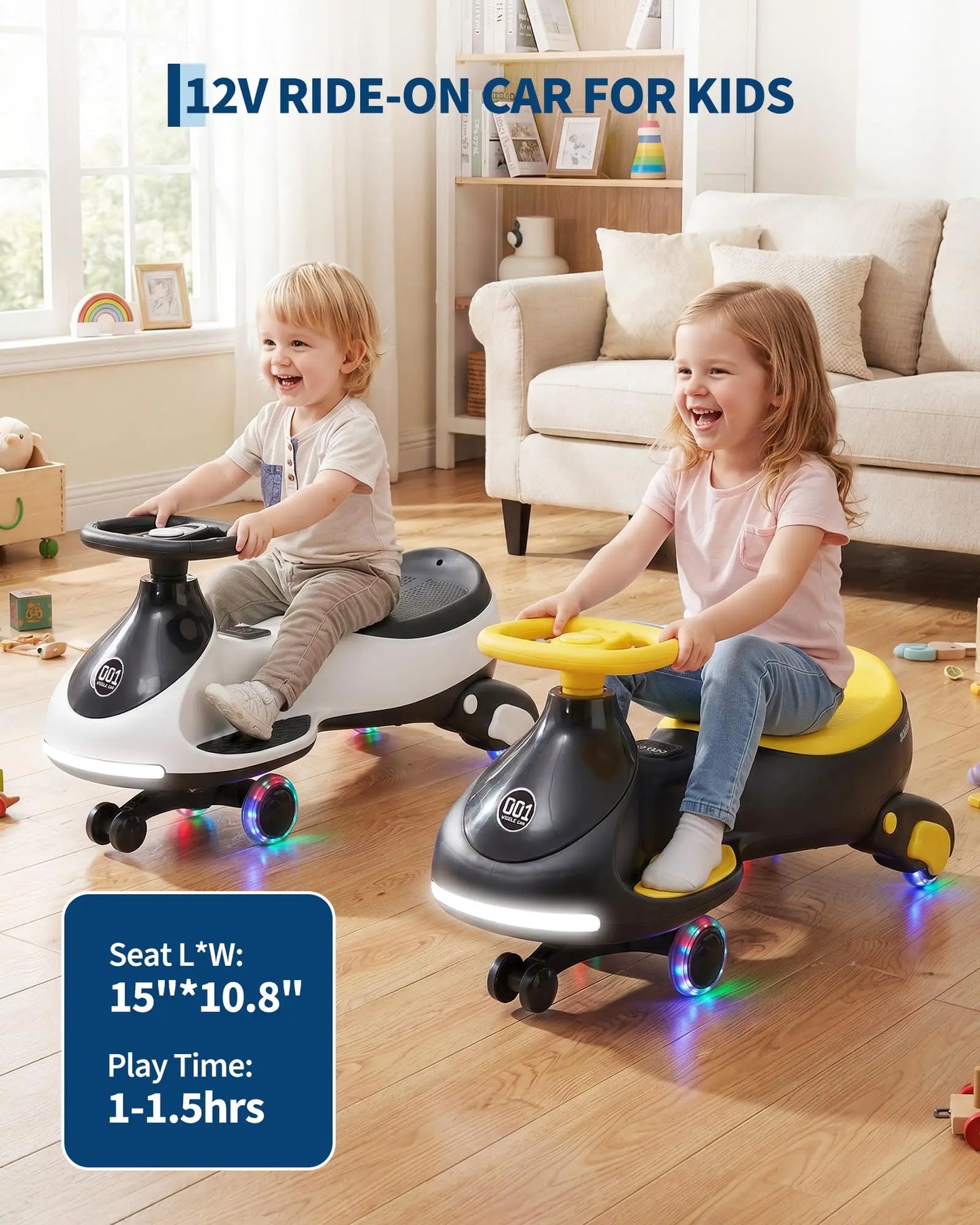HiMISS 12V Wiggle Car For Kids Ride On Toy MusicPlus