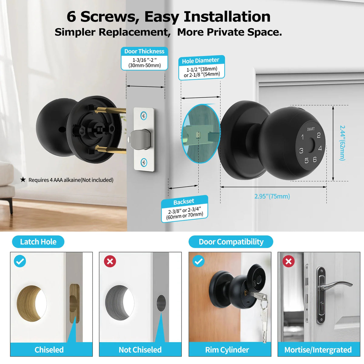 Viladepot Smart Fingerprint Door Lock With Passcode And App Control