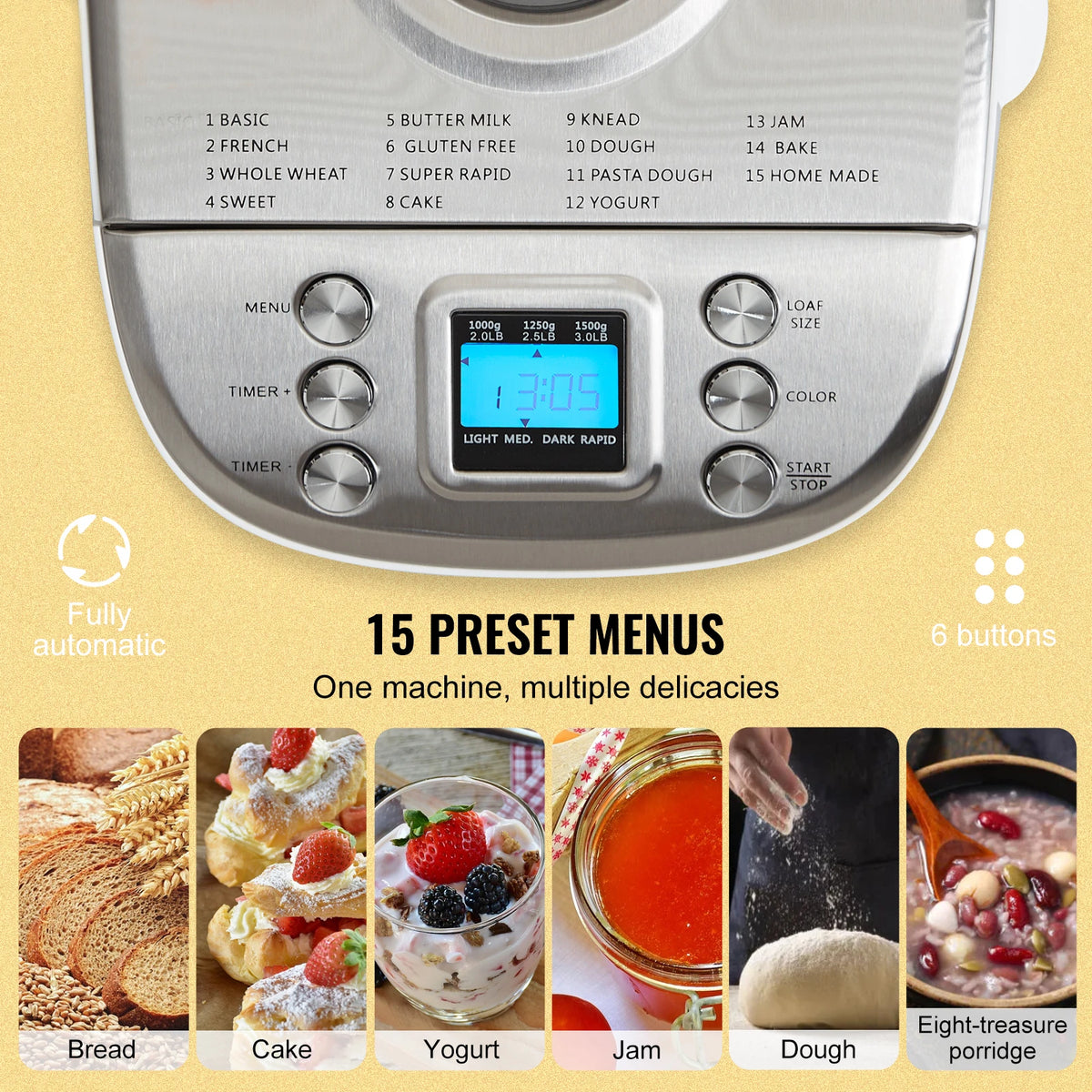 SucceBuy 15 Program Automatic Bread Maker With Gluten Free Setting