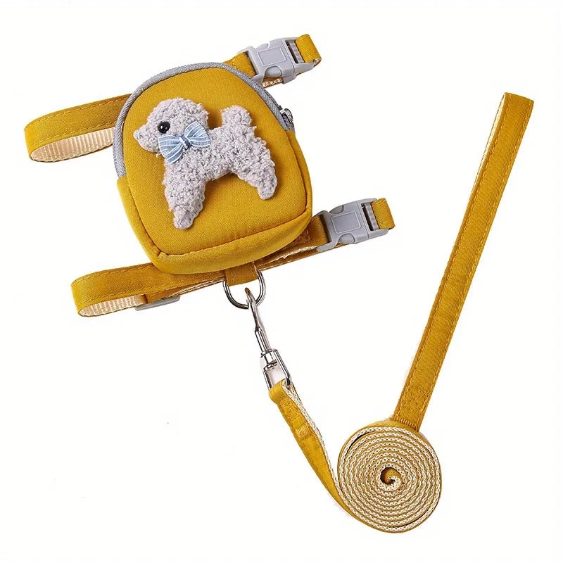 Soft Adjustable Pet Vest With Backpack And Leash For Dogs