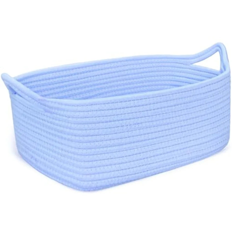 ABenkle Small Storage Basket with Handles, Cotton Rope Woven Dog Cat Toy Bin, Decorative Shelves Closet Organizing for Nursery