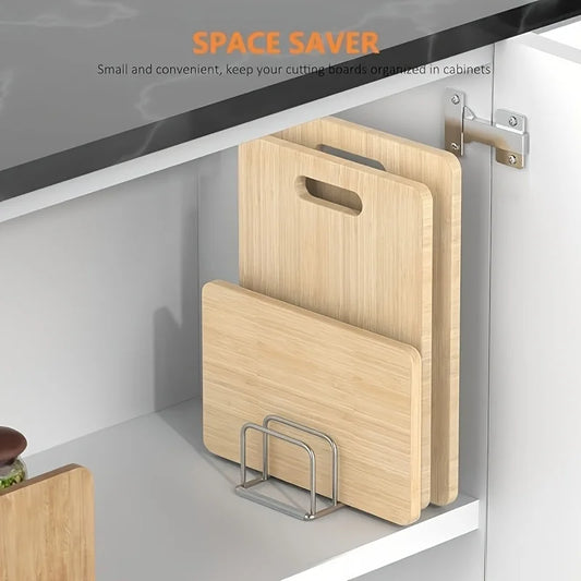 Space Saving Stainless Steel Heavy-Duty Pot Lid And Cutting Board Organizer Rack