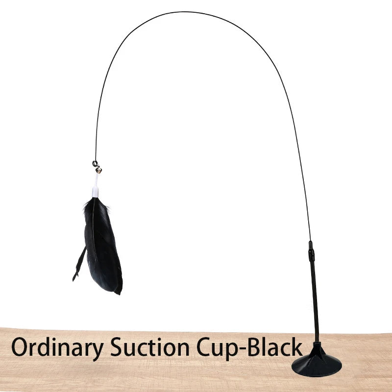 Interactive Cat Teaser Wand Toy With Feather And Suction Cup