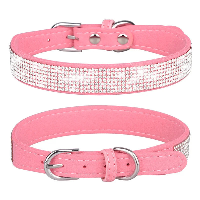 Rhinestone Leather Dog Collar For Chihuahua And Cats