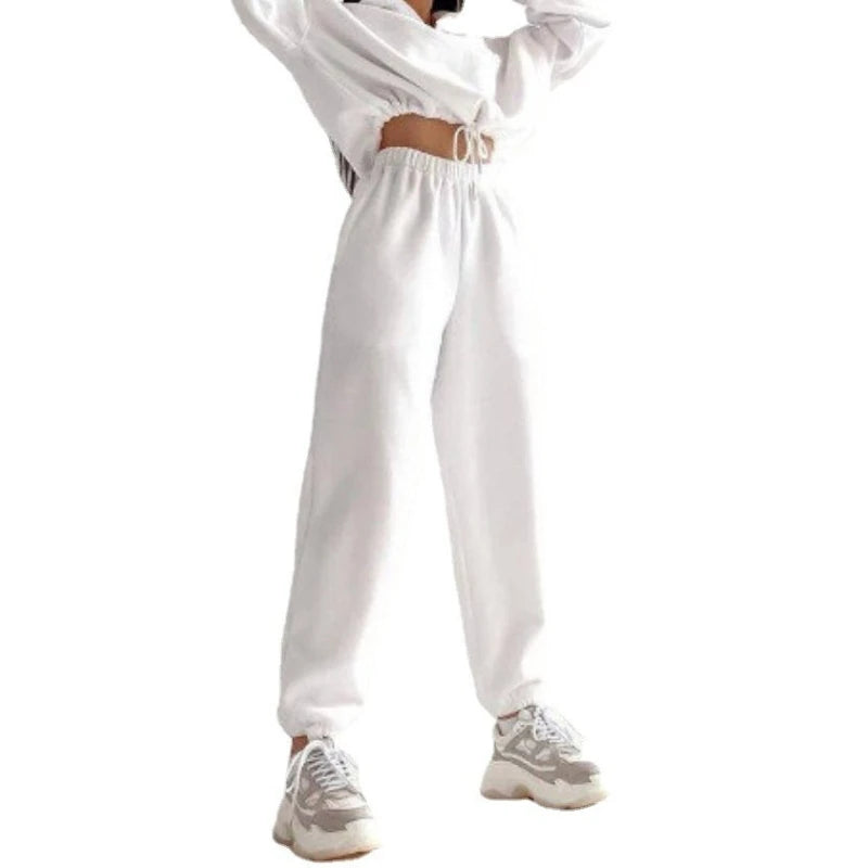 Bywindto Women's Loose Zipper Stand Collar Sweater Pants Suit