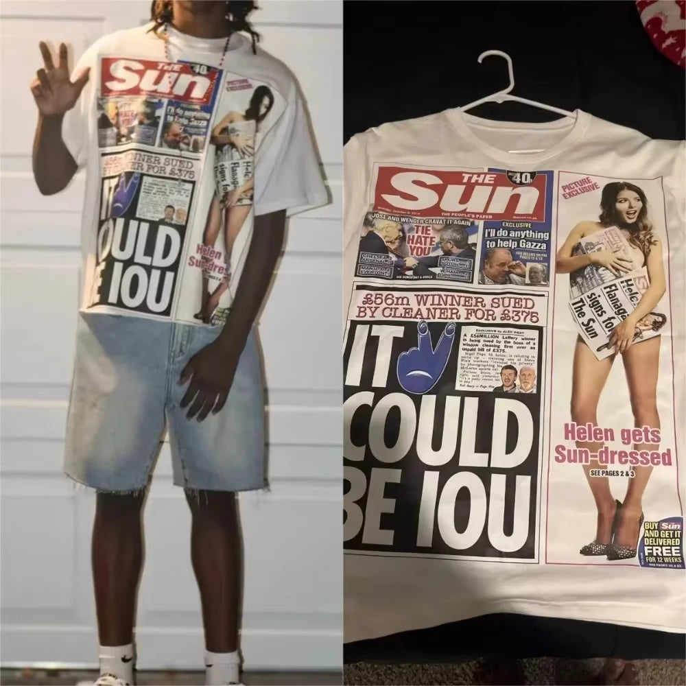 American Letter Graphic Tee Unisex Streetwear Cotton