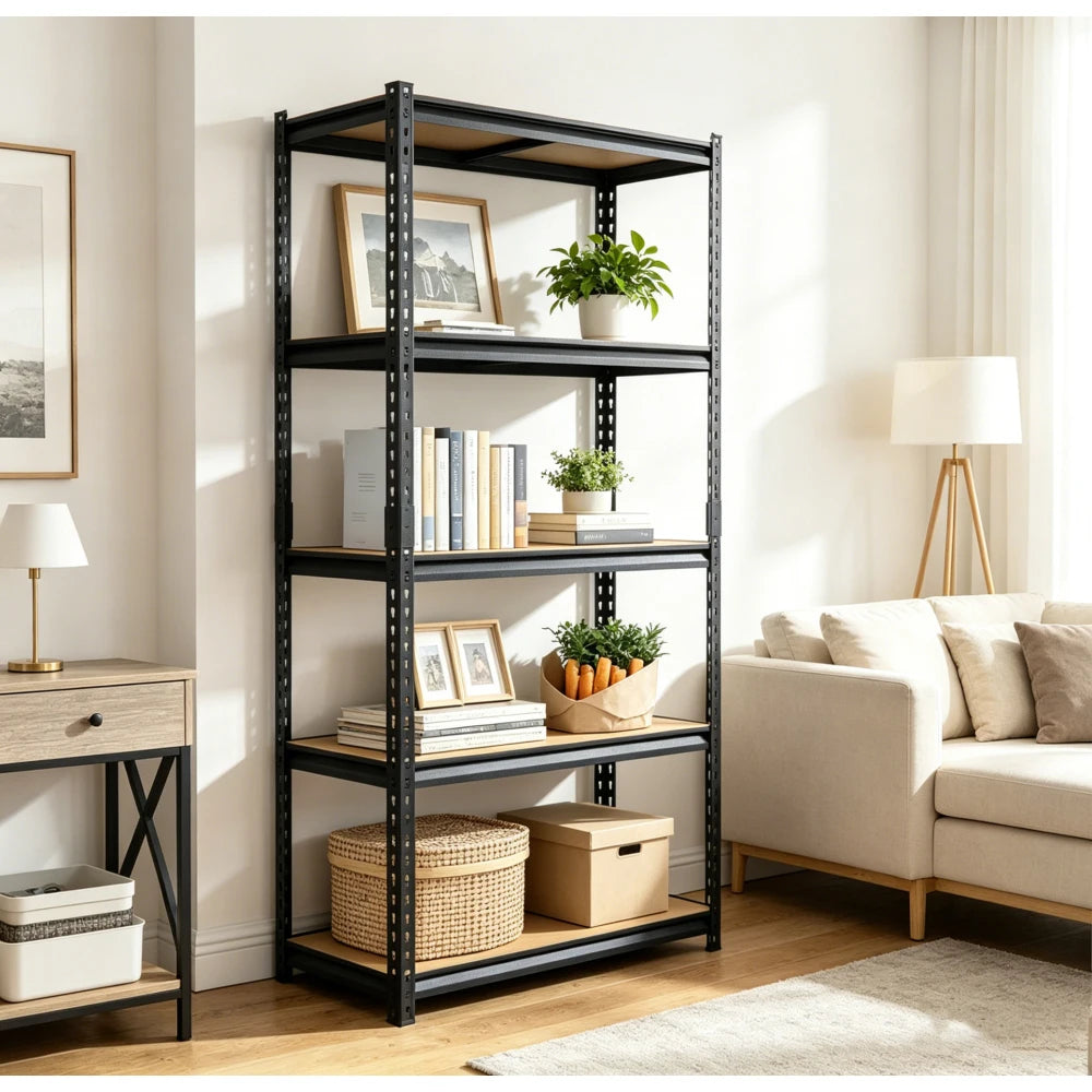 5-Tier Heavy Duty Garage Storage Shelving Unit 71"H×35.5"W×15.8"D Total 2000LBS Load Adjustable Layer MDF Metal Rack Tool-Free Quick Assembly